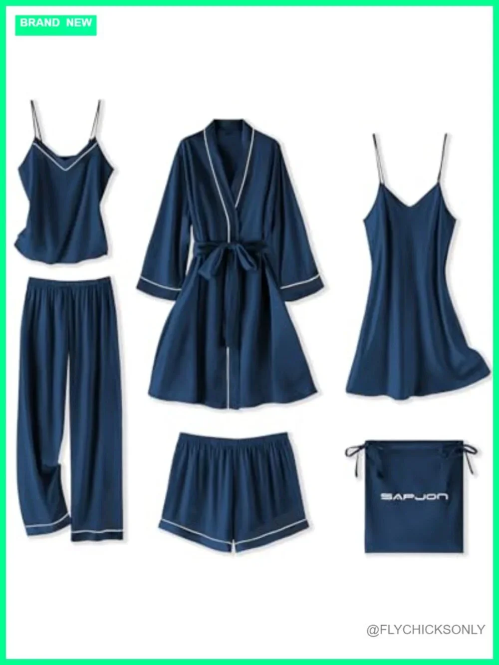 Silk Pajamas for Women 6 Piece Sleepwear Set with Robe and Cami